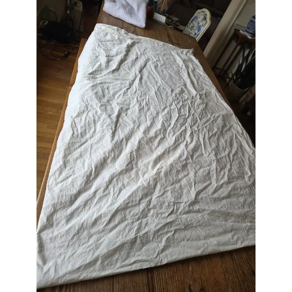 Antique French White Linen Monogrammed Duvet Cover 48